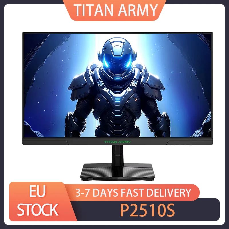 TITAN ARMY P2510S Gaming Monitor, 24.5 inch 2560*1440 QHD FAST IPS Screen, 240Hz Refresh Rate, 1ms GTG, 95% DCI-P3, HDR10