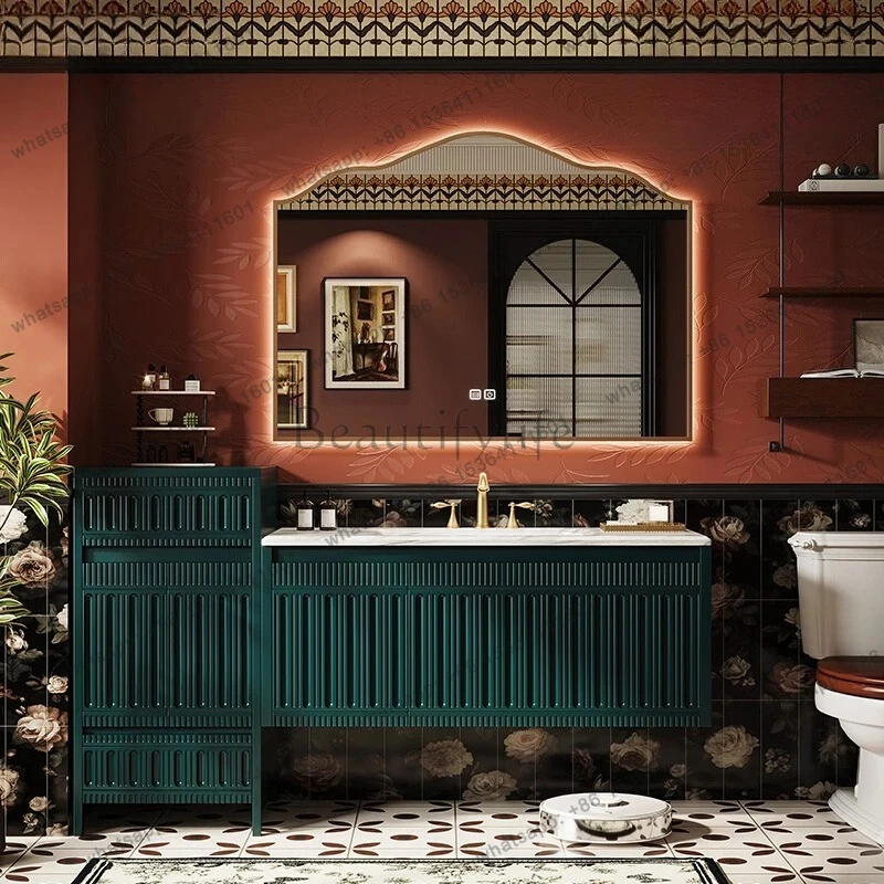 Oak Vintage Bathroom Cabinet Set Washroom Sink Cabinet