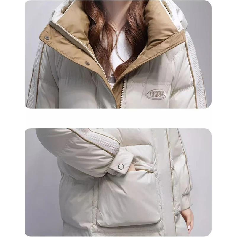 Veste rembourrée en coton pour femme, pardessus mi-long, épais et chaud, Parka, coréen, ample, à capuche, nouvelle collection hiver 2025