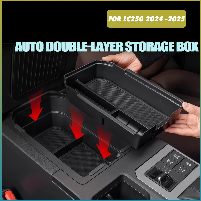 

Car Armrest Storage Box Fit for Toyota Prado LC250 24-25 Auto Armrest Box Double-layer Storage Box Interior Accessories