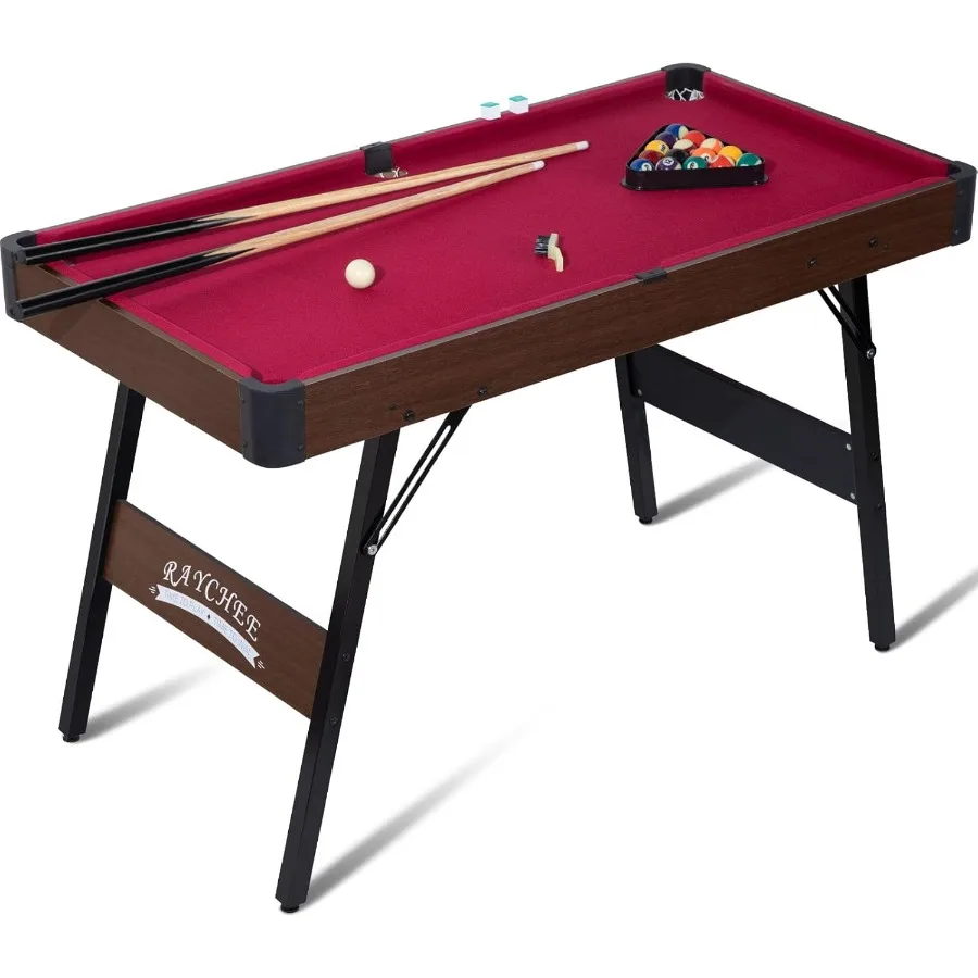 

Portable Folding Pool Table with Locking Legs and Adjustable Feet for Indoor Outdoor Use Compact Mini Billiard Game Set with Ba