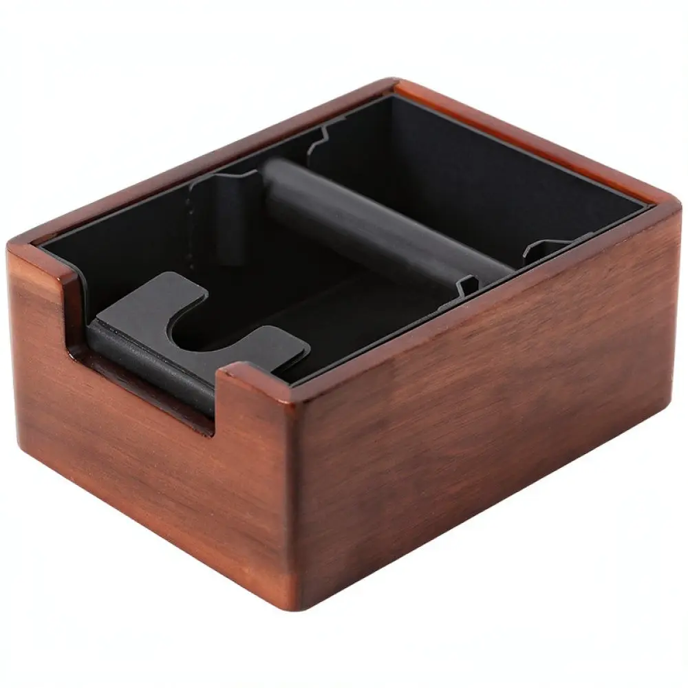 Modern Acacia Wood Espresso Knock Box Station Portafilter Tamper Base Coffee Grind Waste Container Barista Workstation