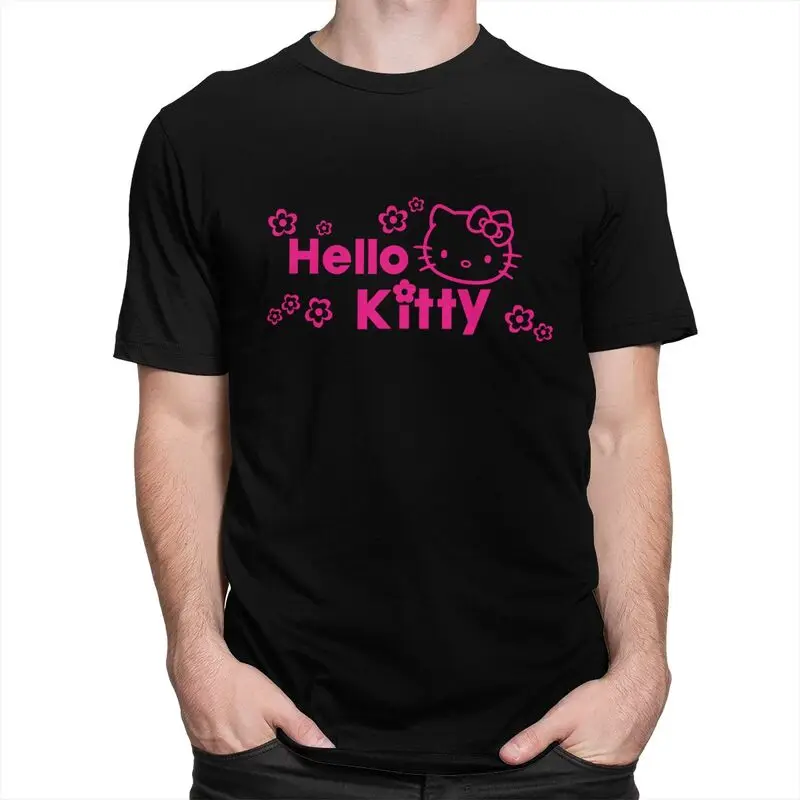 Custom Mens Hello Kitty Drawing Coloring T Shirt Short-Sleeve Cotton Tshirts Classic T-shirt Casual Tee Slim Fit Clothing