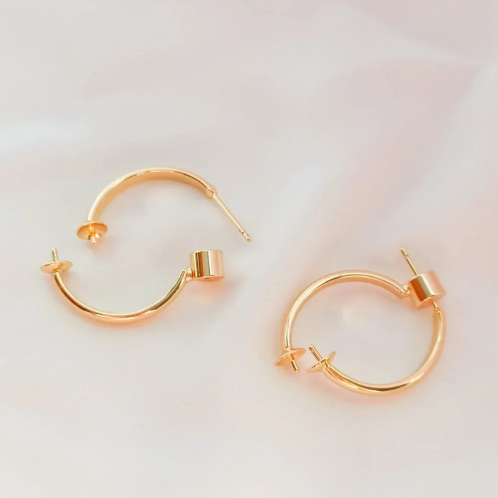 

14K Gold-plated C-shaped Strap Tray, Needle-stuck Pearl S925 Silver Ear Needle, Ear Plug Strap Tray, Handcrafted Accessory