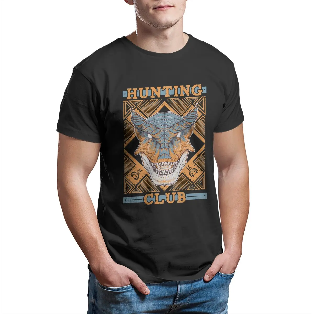 

Monster Hunter World Hunting Club Tigrex Unisex T-Shirt for Men 100% Cotton Novelty T-Shirt RPG Game Tees Tops Printed