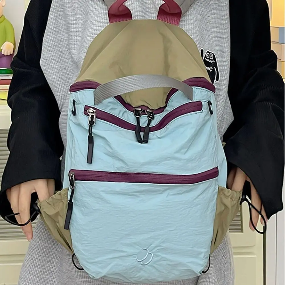 Thin Summer Shoulder Bag Korean Style Large Capacity Color Matching Backpack Storage Bag Travel Bag Teenagers Shoulder Bag