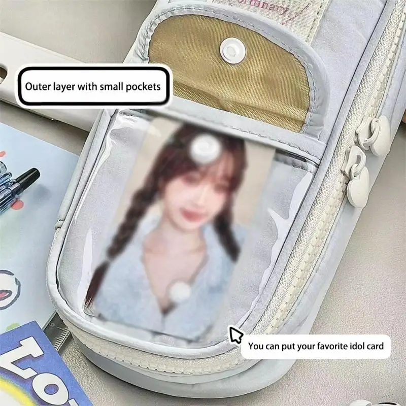 Trousse à crayons portable de grande capacité, design unique, facile à nettoyer, durable, multicouche, confortable