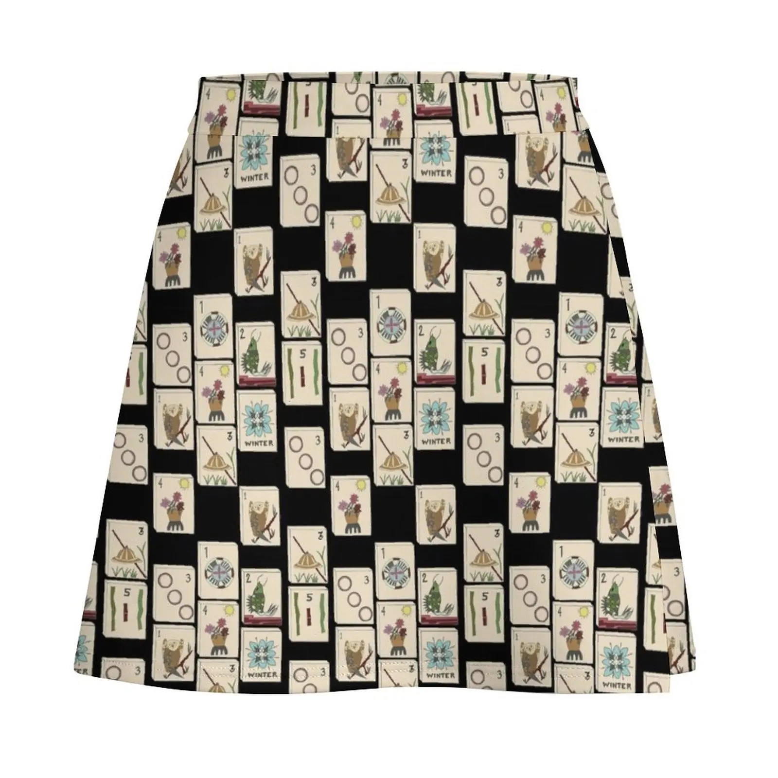 Mahjong majong preto telha padrão mini saia roupas de luxo feminino roupas coreanas mini saia