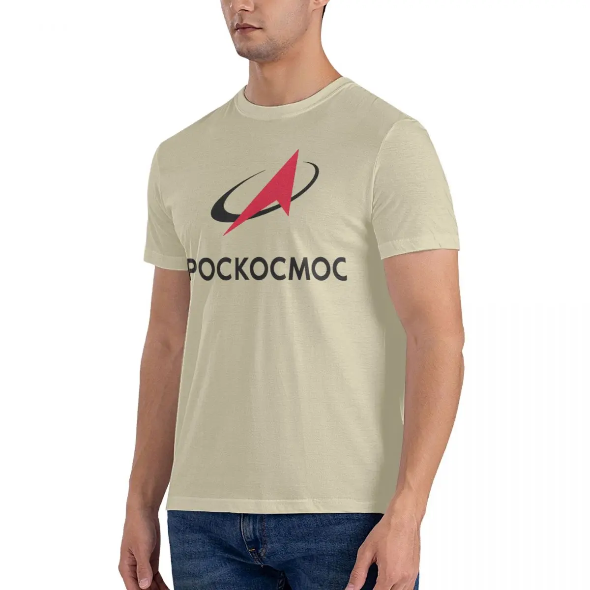 Elegant T-Shirt Men Roscosmos Leisure Pure Cotton Tees Round Neck Short Sleeve T Shirts Gift Idea Clothing