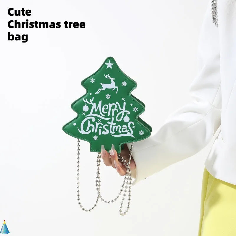 Neue personalisierte Weihnachtsbaumtasche in trendiger, vielseitiger Umhängetasche mit Kette, Umhängetasche, speziell geformte Brieftasche