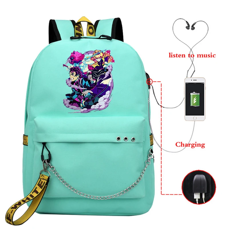 Demon Slayer Anime borse da viaggio borse College zaini multifunzione femminili sport ragazzi Street Style Bag Demon Slayer School Bags