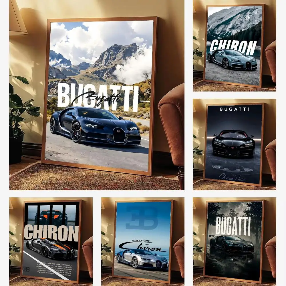 Super Car B-BUGATTI Poster Aesthetic Wall Art Print for Living Room Bedroom Study Office Café Home Decor Stylish Gift