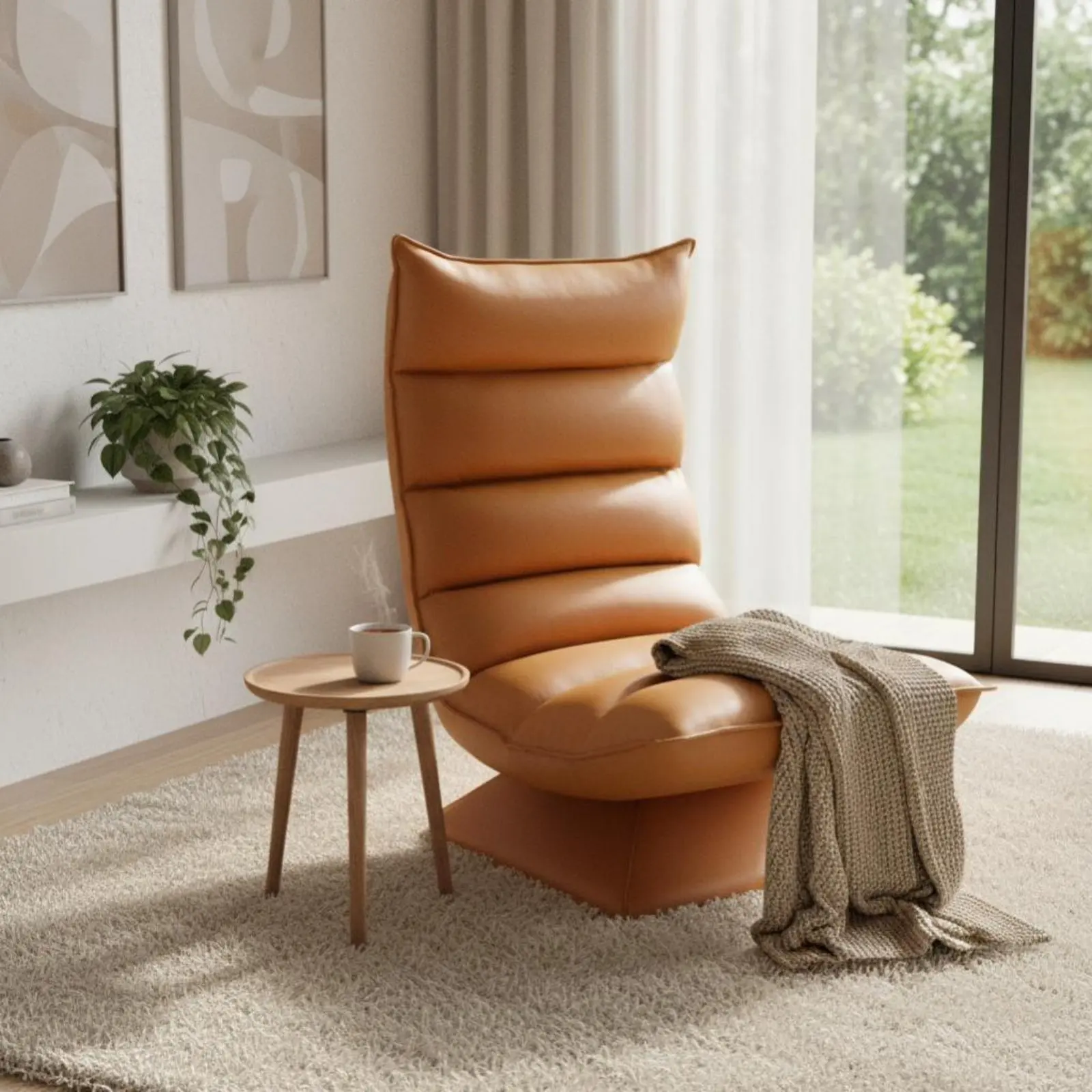 

360 ° Вращающееся кресло-реклайнер, современный ленивый диван, складное кресло для отдыха, с плетеным дизайном, для гостиной, спальни, балкона