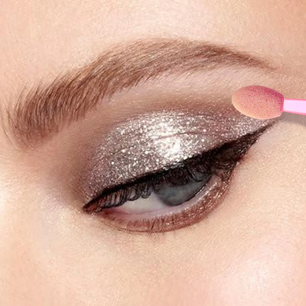 

50pcs Eyeshadow Brush Dual-End Makeup Tools Disposable Applicators Soft Latex Tips Portable Sticks For Women Girls