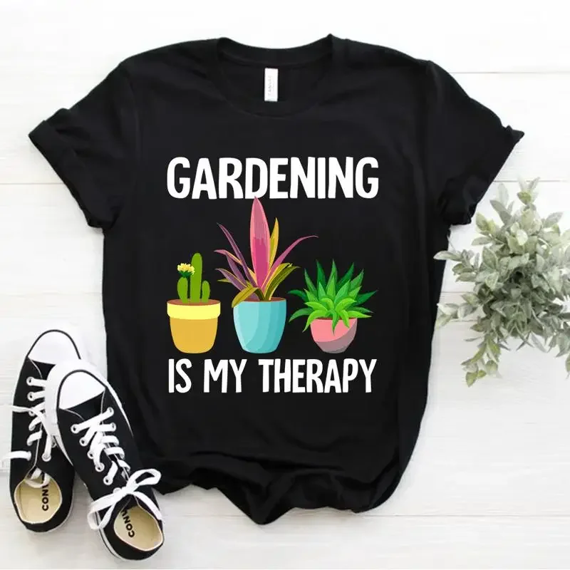 Landscaper Gardener Plant lady Hobby Gardening is My Therapy T Shirt Size S 5xl