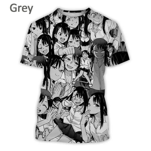 Summer Men and Women Anime Cartoon Sexy Character Nagatoro 3D Printing T-shirt Personalized Hip-hop Fashion Casual T-shirt