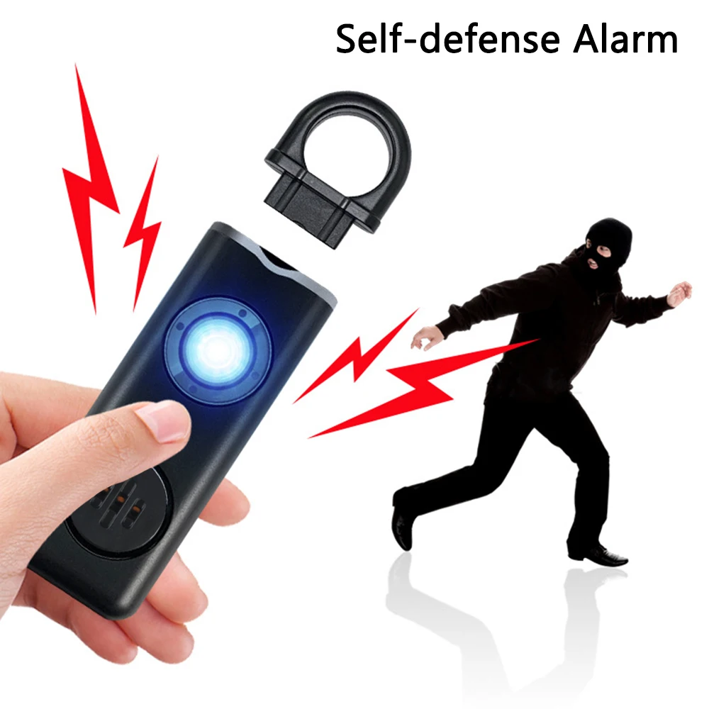 Personal Self Defense Alarm 130dB Self Defense Siren With LED Light Emergency Anti-Attack For Women Girl Personal Keychain Alarm