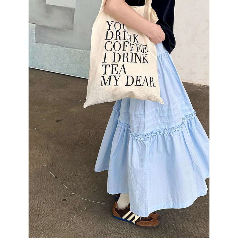Spring New Korean Version Gentle Wind Pressure Pleated A-line Fairy Big Skirt Fairy Skirt Half Skirt
