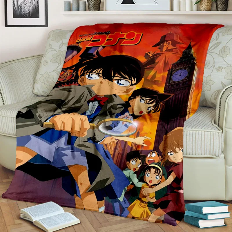 3D Detective Conan Anime Cartoon HD Blanket,Soft Throw Blanket for Home Bedroom Bed Sofa Picnic Travel Office Cover Blanket Kids