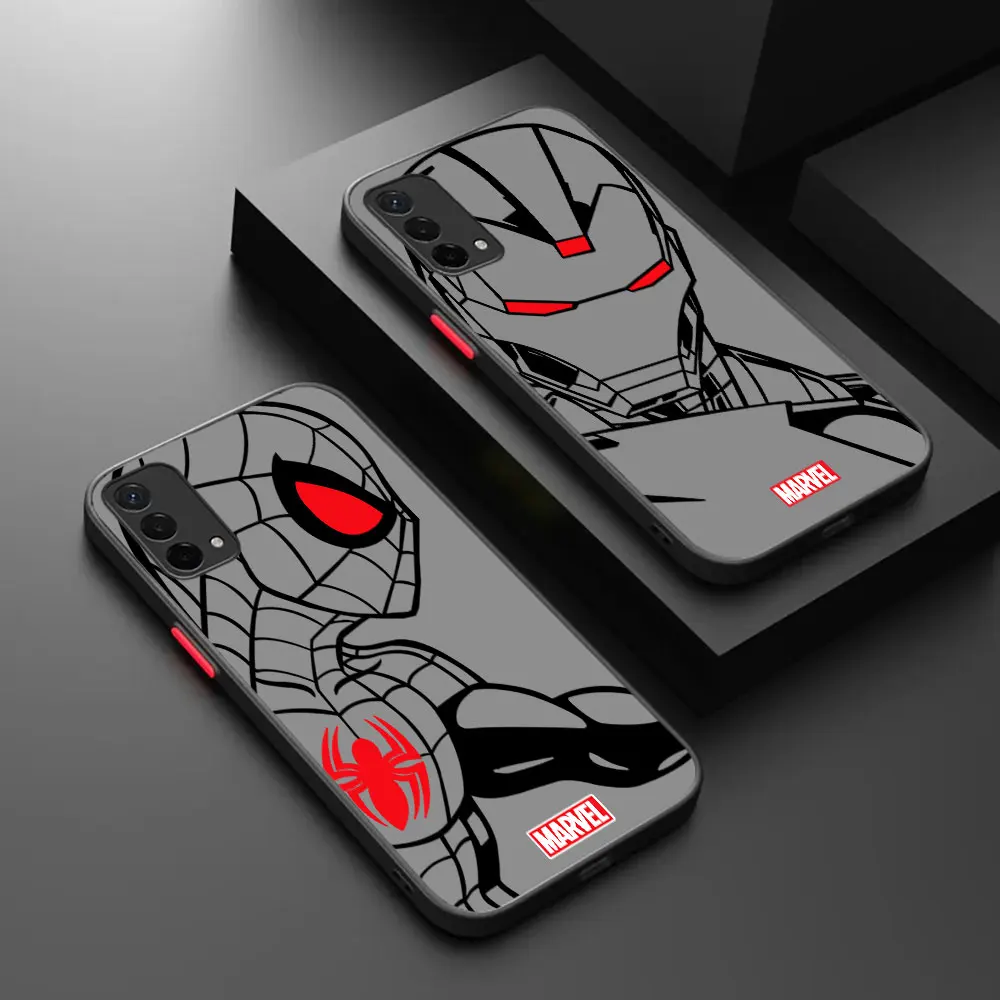 Stylish Marvel Character Lines Matte Phone Case For OPPO A11K A75 A79 A73 A74 A95 A54 A76 A36 A78 A58 A83 A91 A92