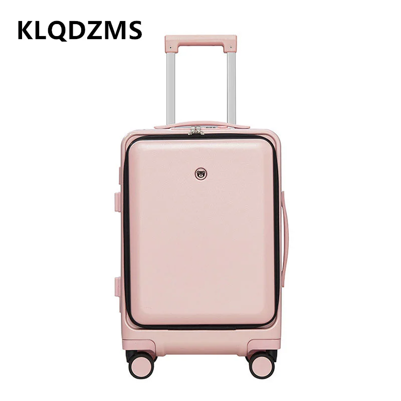 KLQDZMS-Bagagem de Viagem com Abertura Frontal, Laptop Trolley Case, Mala de Embarque para PC Masculino, Mala de Cabine Feminina, Carregamento USB, 20 