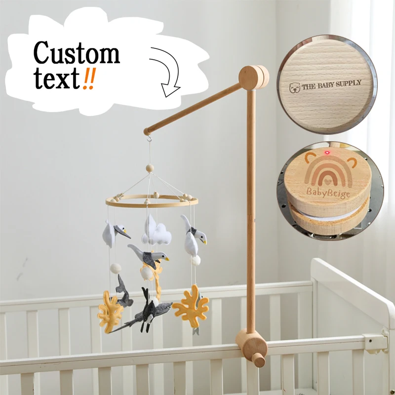 Custom Baby Wooden Bedbell Bracket 0-12 Months Bed Bell Bracket Wooden Mobile Newborn Crochet Bed Bell Hanging Toys Special Gift