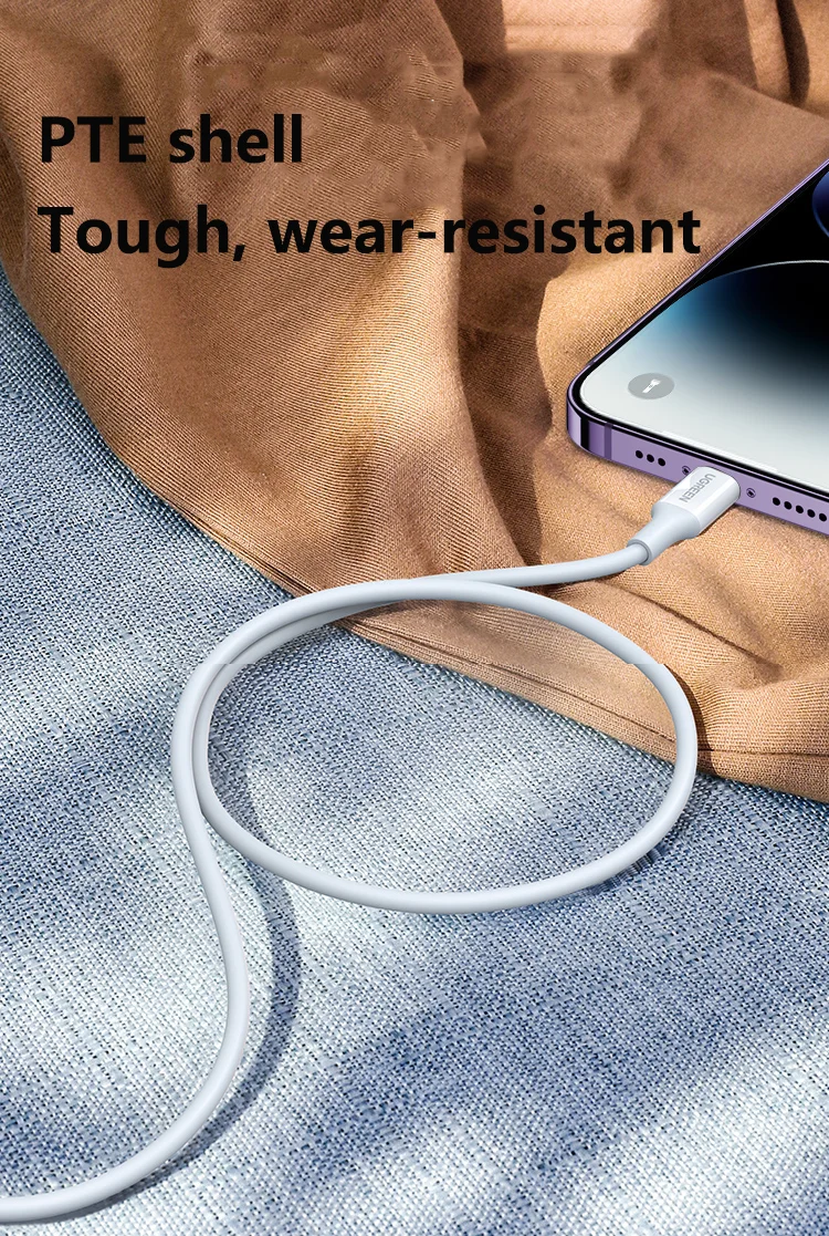 كابل شاحن UGREEN لهاتف IPhone، كابل شاحن USB-A إلى USB-L، سلك نقل عالي السرعة لهاتف iPhone
