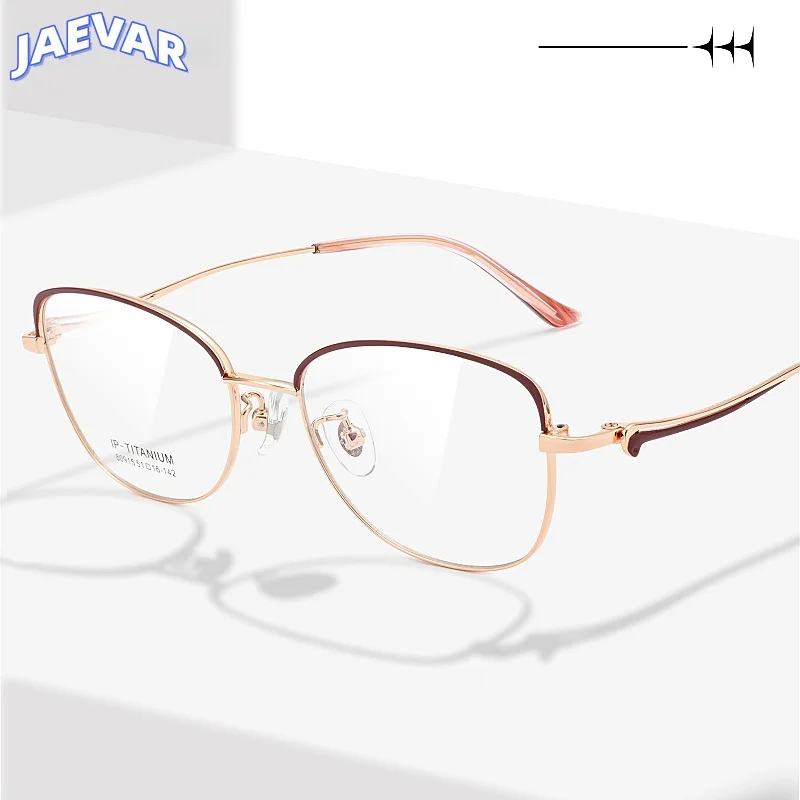 

Новая ультралегкая титановая оправа для очков JAEVAR, ретро-оправа для очков в стиле «кошачий глаз», женская оправа для очков, двухцветная оправа для женщин 80915