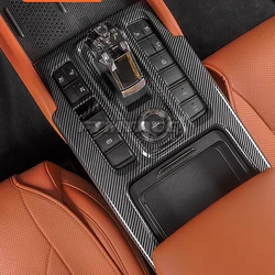 For New GWM HAVAL H9 2024 2025 ABS Carbon Fibre Car Gearbox Shift Gear Panel Center Console Frame Decoration Cover Trim