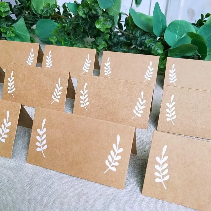 30/60/80pcs Khaki Wedding Seating Number Table Card Name Place Card Birthday Party Sign in Classmate Dinner Greeting Seat Card