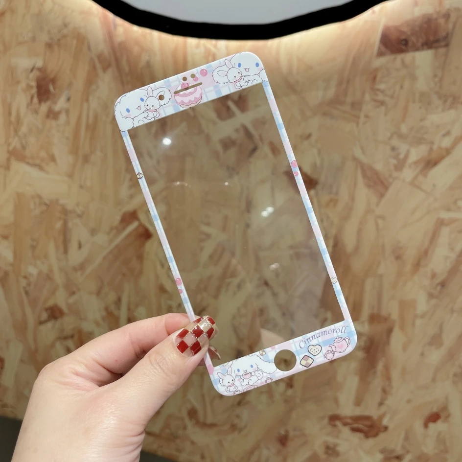 3D Full Cover Screen Protector For iPhone 6 6S 7 8 8Plus SE2020 2022 Tempered Glass Hello Kitty Melody Kuromi Cinnamoroll