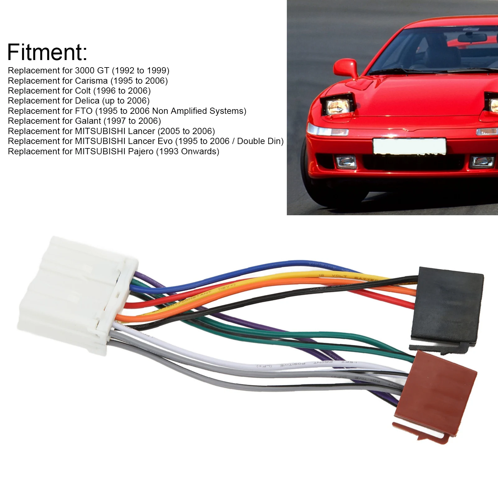 CD Player Wiring Harness Radio ISO Wiring Harness Plastic Flexible CD Player Adapter Replacement for MITSUBISHI Lancer Pajero