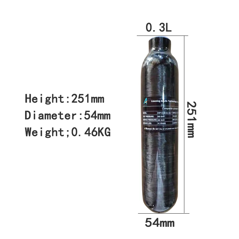 0.3L 300Bar 4500Psi Gas Bottle Equipment Carbon Fiber Cylinder Air Tank   Regulator M18*1.5