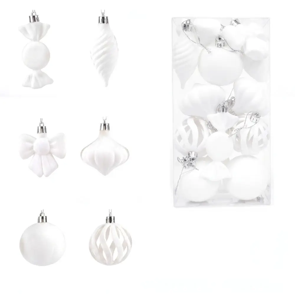 Festive Christmas Flocked Ornament Set Hollow Bowknot Threaded Tree Pendants Holiday Atmosphere Scene Decorative Supplies