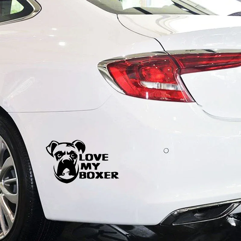 Love me boxer dog head design, car window bumper, motorcycle accessories decoration, vinyl car stickers