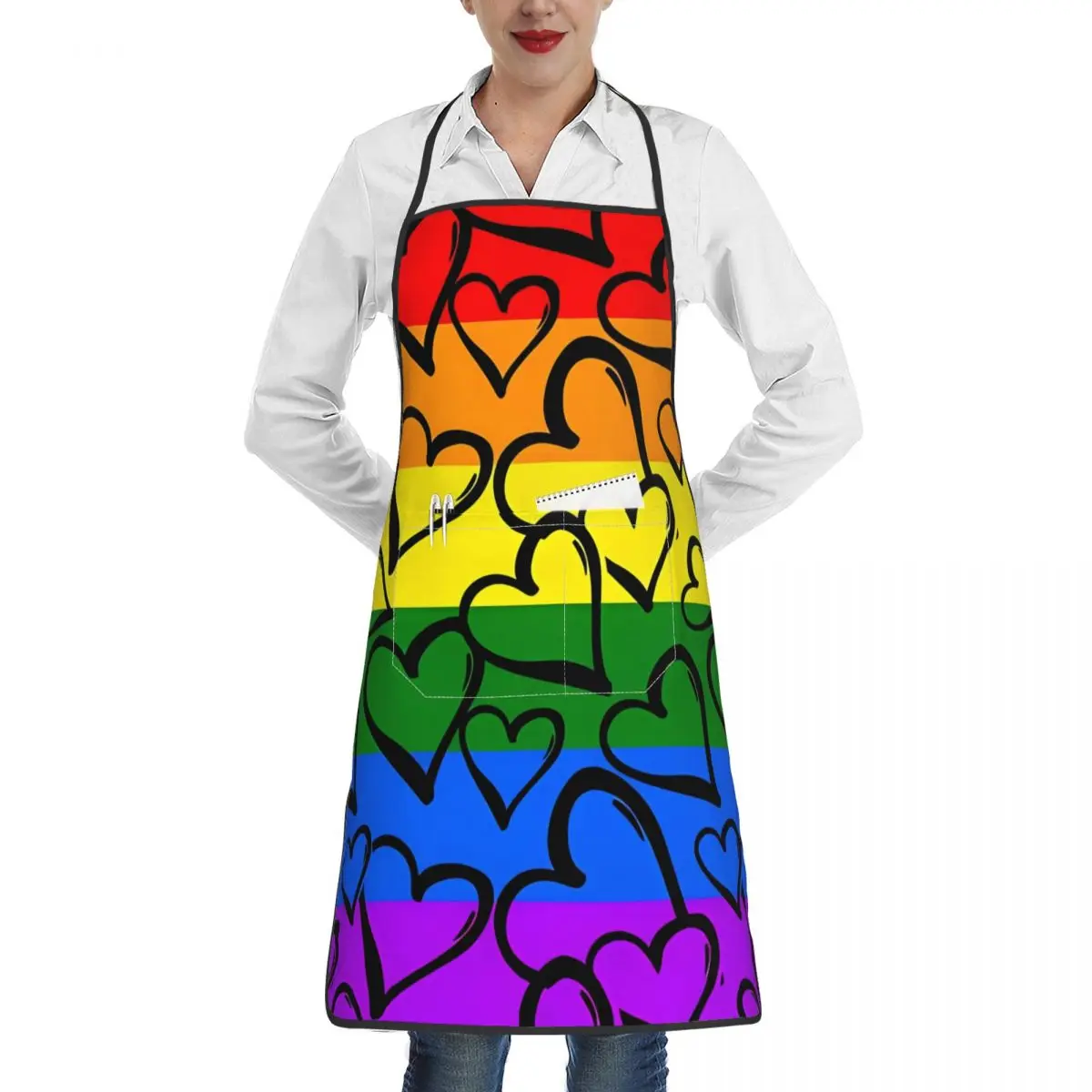 Delantal con diseño de arco iris del Orgullo Gay, cocina para adultos, babero para Chef, Tablier, cocina, pintura para hornear