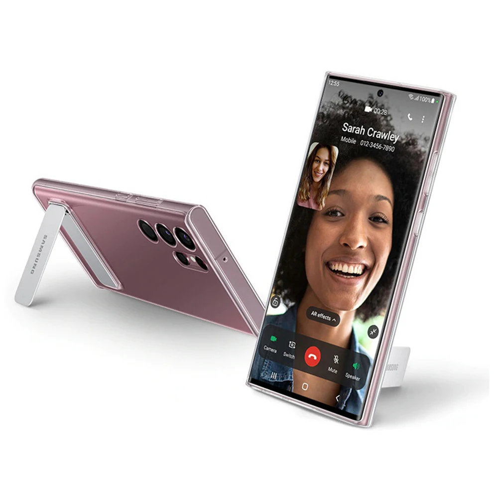 Original For Samsung Galaxy S22 Ultra Clear Standing Cover Transparent Protective  Case Adjustable Viewing Angle EF-JS908CTEG