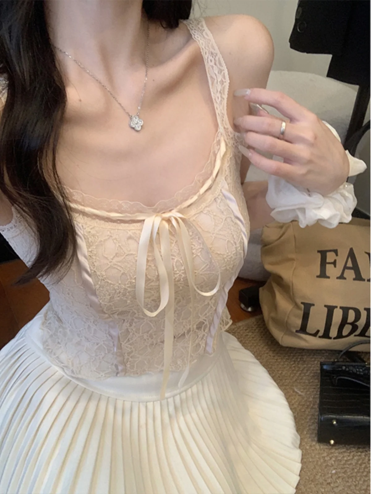 

plus Size Lace Trim Bandeau Fibone Vest Women's Slim Fit ort Top Spring New Sle Hot Girl Pure Desire Faion Inner Wear