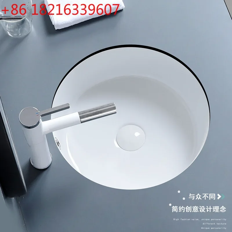 Wash basin 40cm400 wide pure round under-counter basin balcony wash  embedded