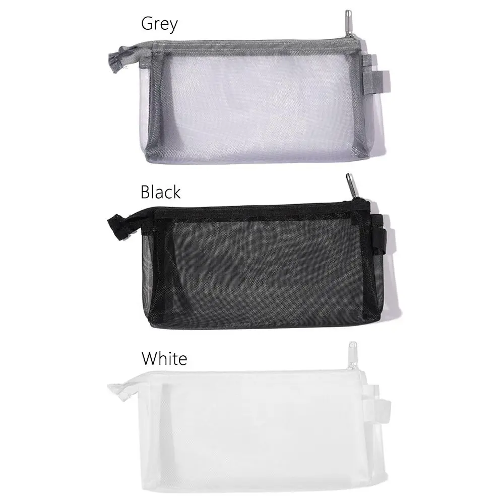 New Transparent Mesh Makeup Bag Grey/Black/White Multifunction Women Cosmetic Storage Pouch Portable Lipstick Organizer Bags