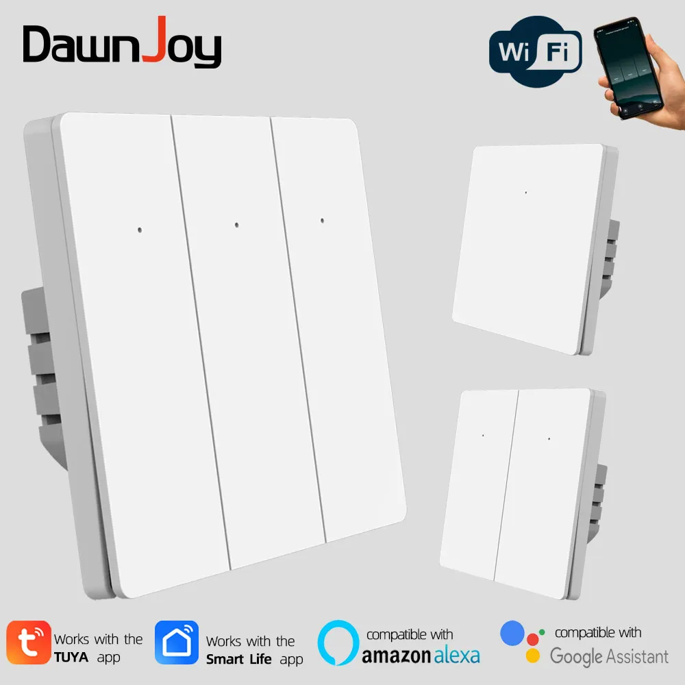 

Dawnjoy smart wall light wifi switch EU mouse push PC button 110V 220V 16A tuya voice control remote share group Neutral wire
