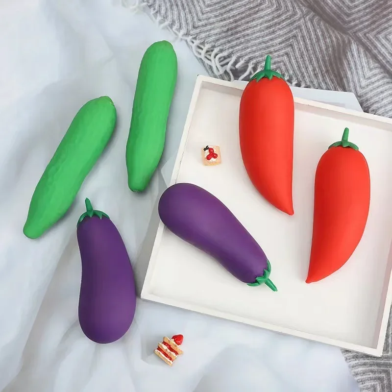 New Strange Vent Eggplant Lala Joy Simulation Vegetable Pepper Decompression Children Adult Toys Gift for Kids