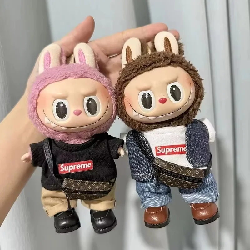 Only Selling 17cm Clothes First Second Generation Cute Labubu Doll Only Clothe Suprem Clothing Set Multi Color Decoration