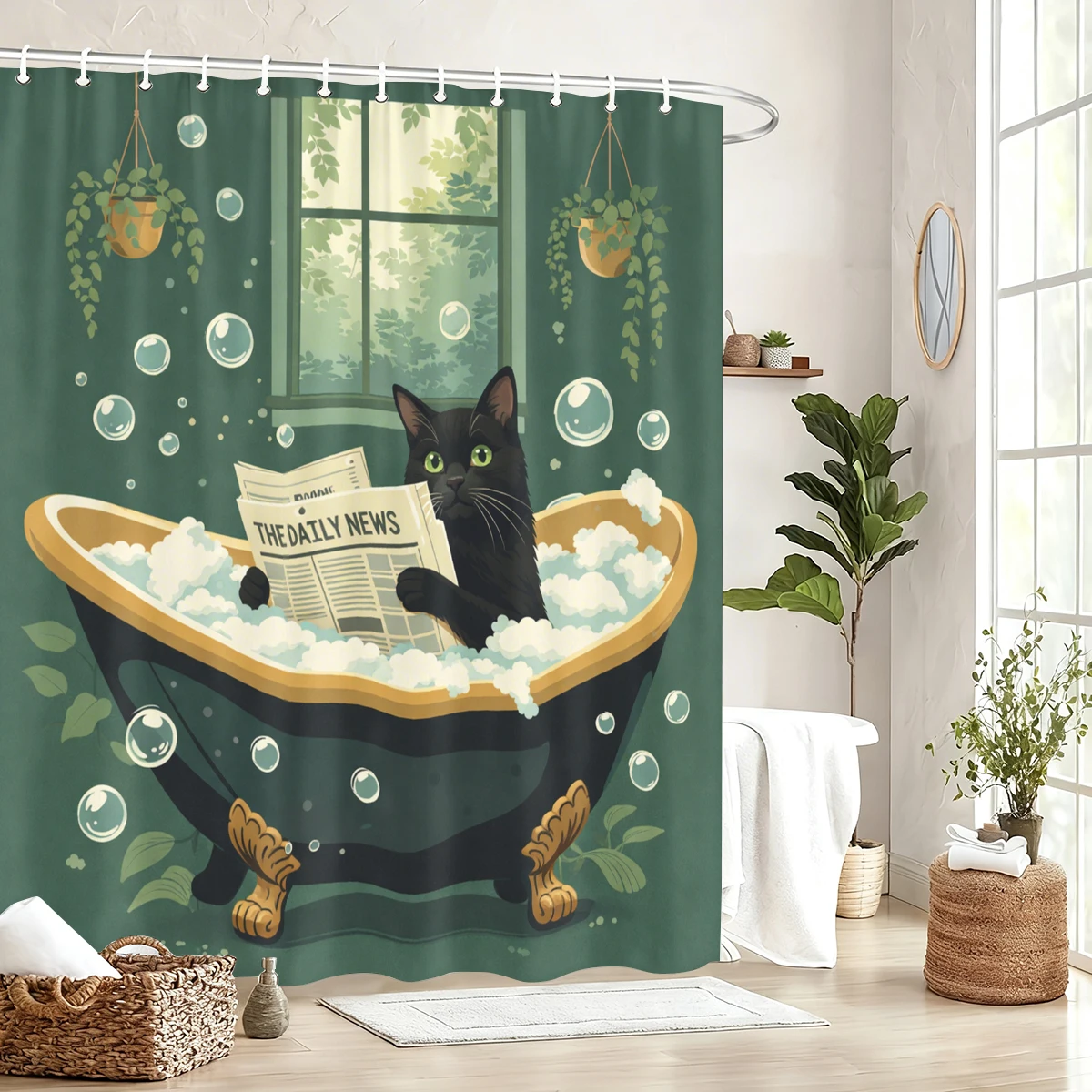 

Забавная занавеска для душа с мультяшными животными из полиэстера – причудливый декор для ванной комнаты, милая перегородка для ванны