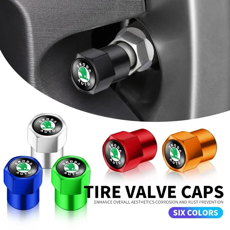 Hexagon Car Wheel Tire Valve Caps For Skoda Octavia Fabia Kamiq Kapoq Kodiaq Rapid SCALA Tyre Air Stem Valve Cover Tapones
