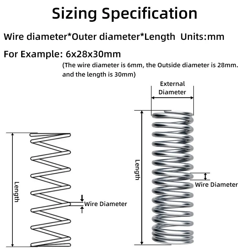 Tbelix 1PCS Compression Springs Black Spring Wire Diameter 6mm Compressed Pressure Spring Tension Expanding Spring Tools