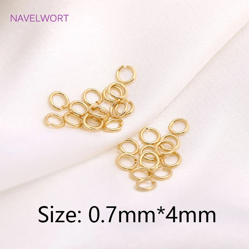 100pcs/Bag 0.7mm*4mm 14K Gold Plating Open Jump Ring,Supplies For Jewelry Making Brass Metal Split Rings Findings Wholesale