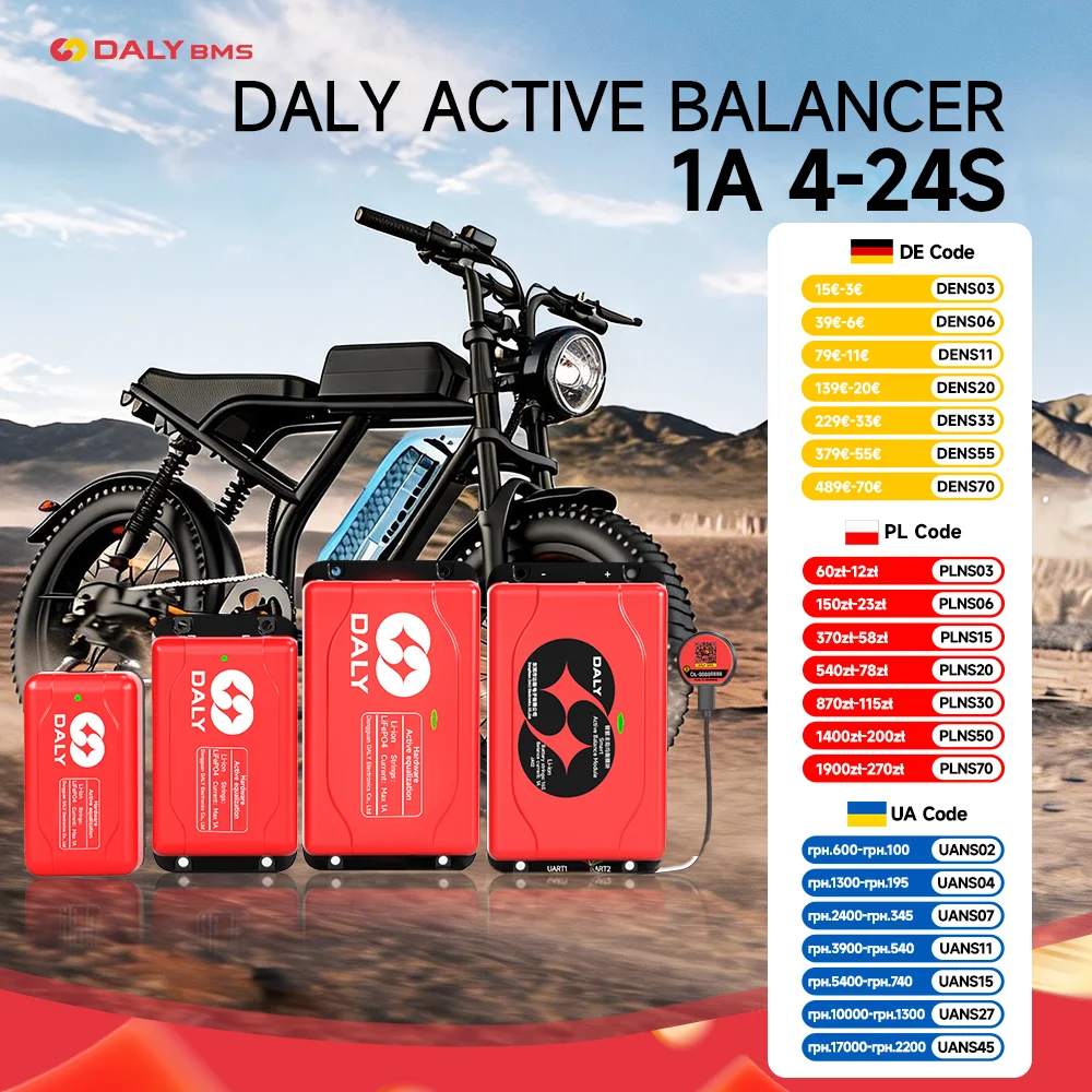 DALY Software Active 1A Balancer with Bluetooth UART 1A 4S 8S Equalizer Suitable for LI-ION Lifepo4 LTO Battery Pack