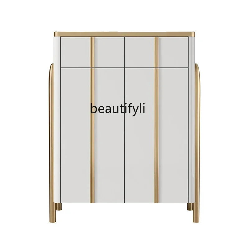 

Light Luxury Home Shoe Cabinet Large Capacity Modern Minimalist Door Entrance Cabinet Nordic Paint Solid Wood Whit