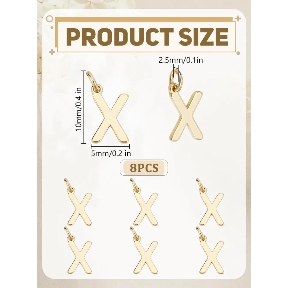 

8Pcs Letter X Charms Letter Pendant A-Z Initial Metal Charms for Jewelry Handmade Making Supply Gifts DIY Making Necklace